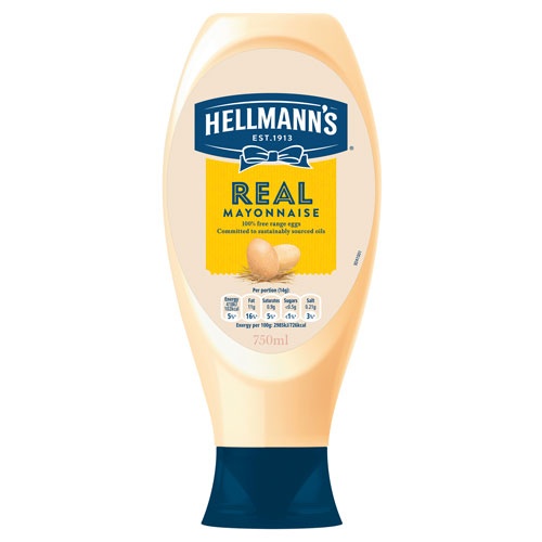 Hellmann 的品牌包裝設計，藍絲帶標志，手繪字體